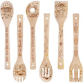 6Pcs Mushroom Bamboo Cooking Utensils Wooden Engraved Cooking Spoons Set Carving